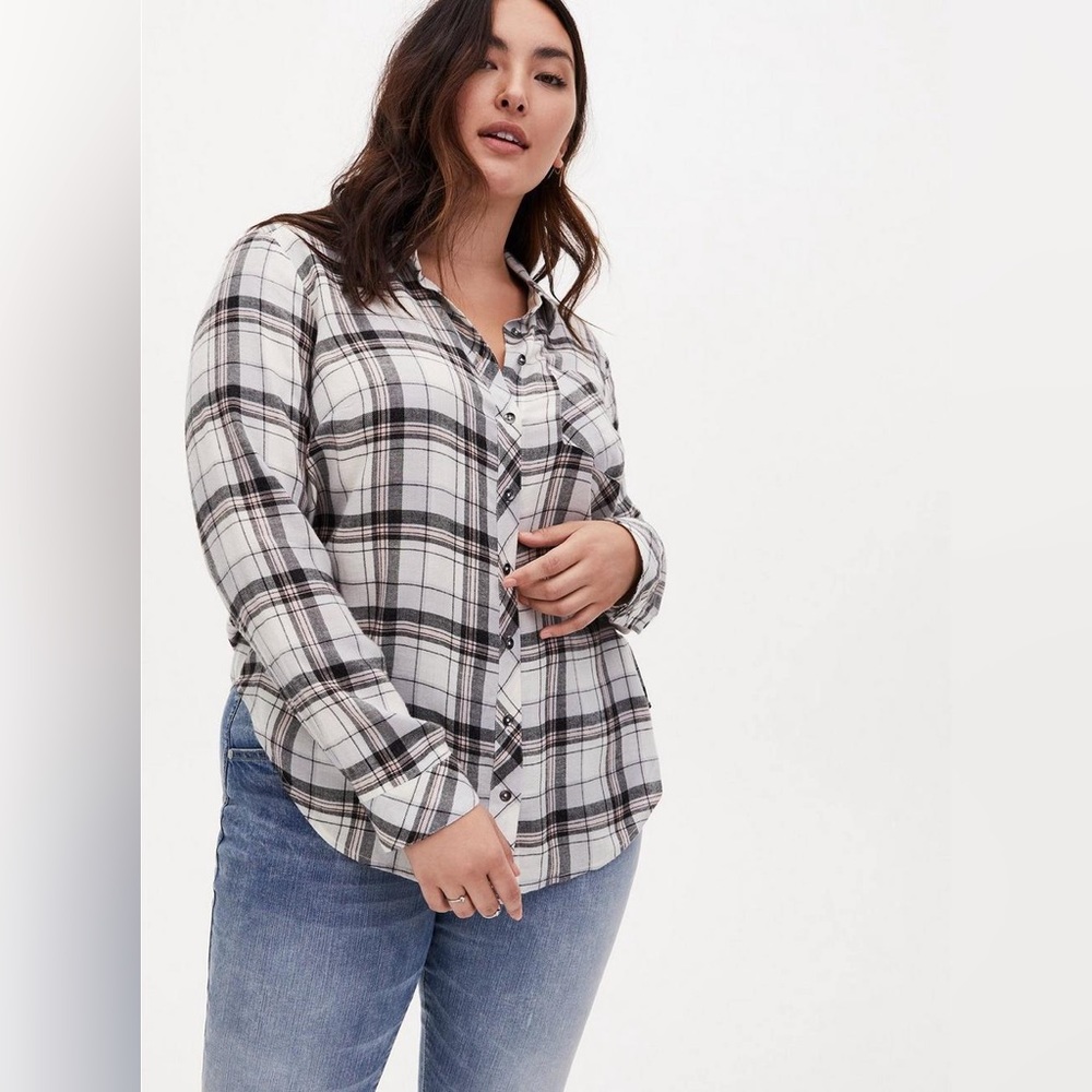 Plaid Button-Up Women's Top